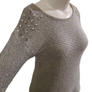 [I.N Studio] Gray Bedazzled Shoulder Sweater - Size M